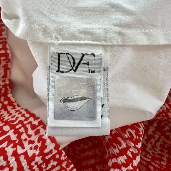 Diane Von Furstenberg DVF Sz Large Alison Drop Waist White & Red Pleated Dress - Picture 12 of 16